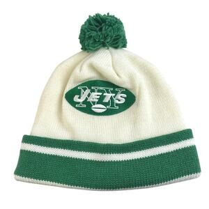 Mitchell & Ness New York Jets NFL White Green Cuff Knit Beanie Winter Cap Hat OS